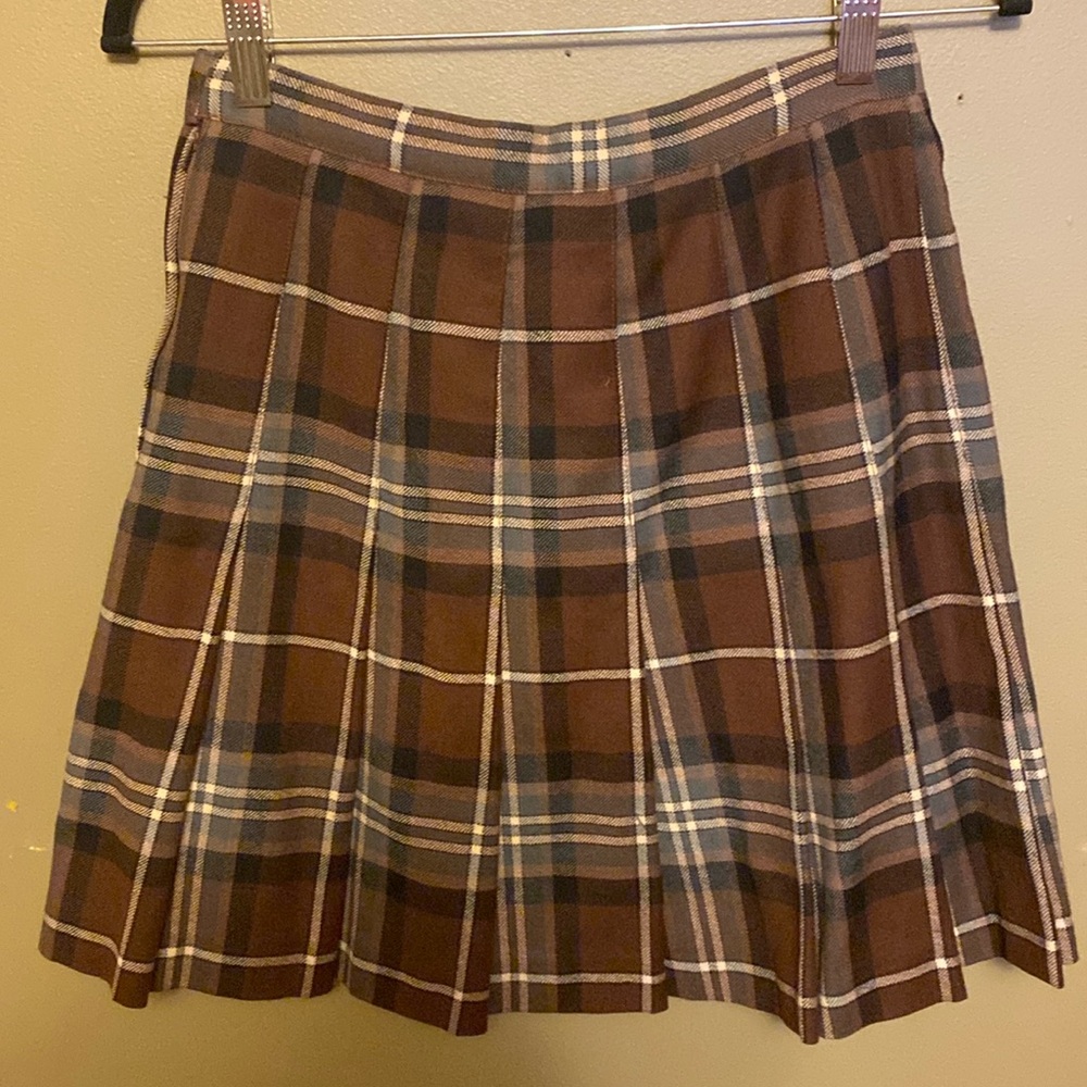Vintage Pleated Plaid Skirt